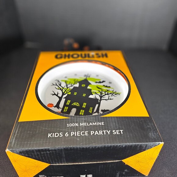 Ghoulish 100% Melamine Kids 6 Piece Party Set Halloween Decor New In Box - Picture 4 of 12